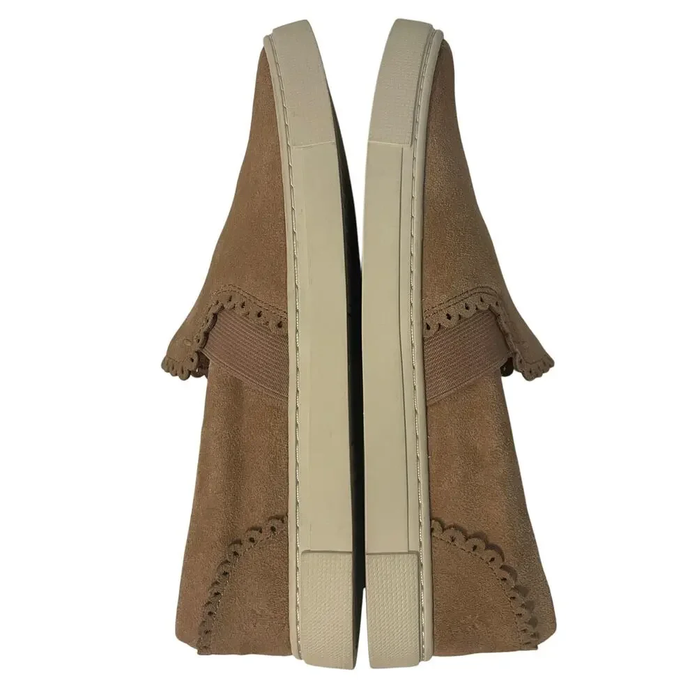 Frye Women’s Ivy Scallop Suede Slip On Sneakers Pale Blush Size 6.5